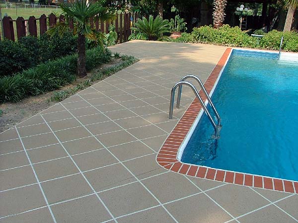 Acrylic Spray Pool deck brick edge diagonal pattern Acrylic Spray Pool deck brick edge diagonal pattern