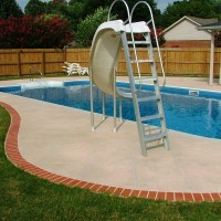 Pool deck brick edge with slide Pool deck brick edge with slide